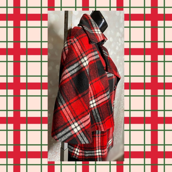 💝👼😇 TWENTY-ONE Red Plaid Cape/Short Coat - Size S/P - Picture 3 of 11
